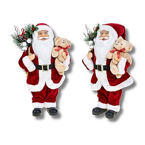 Boneco Papai Noel 40 cm Vermelho Tradicional Enfeite Natalino Premium Decoração Natal