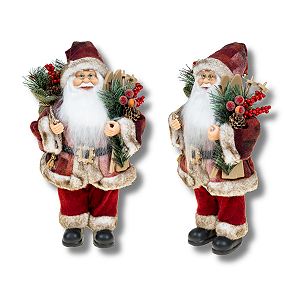 Boneco Papai Noel 30 cm Vermelho Esqui Enfeite Natalino Premium Decoração Natal