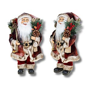 Boneco Papai Noel 40 cm Vermelho Esqui Enfeite Natalino Premium Decoração Natal