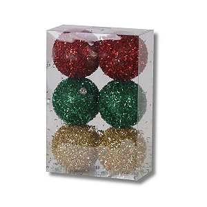 Kit 6 Bolas Natal 7 cm Coloridas Para Árvore Enfeite Natalino Decoração Premium
