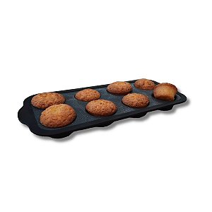 Forma Para Muffins Fibra de Vidro Silicone Zenker 8 Cavidades Maleável Antiaderente Premium