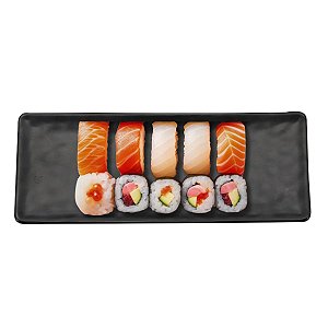 Travessa Japonesa Sushi Melanina 28cm Sakura Restaurante Culinária Oriental Premium