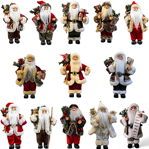 Boneco Papai Noel Casaco 30cm Enfeite Natalino Luxo Decoração Premium