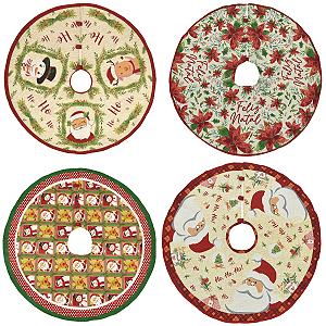 Saia Para Arvore Natal Base 105cm Estampas Natalinas Enfeite Decoração Premium