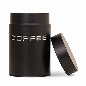 Porta Mantimento Pote Com Tampa Aço Galvanizado Preto Café Açucar 11x16,5cm