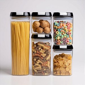 Conjunto 4 Pote Hermetico Porta Mantimento Com Tampa Vedacao Organizacao Cozinha