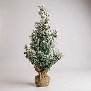 Mini Árvore de Natal Pinheiro Nevado 45cm 40 Galhos Arranjo Rustico Boho Decoracao