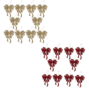 Kit 10 Laço Enfeite Para Arvore Natal Glitter 15x12cm Decoração Natalina Premium