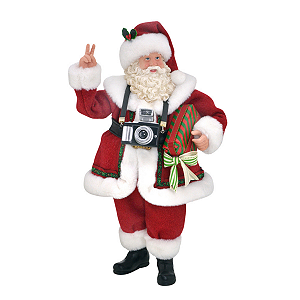 Papai Noel Boneco Máquina Fotográfica Resina Presente 27cm Decoracao Natal Enfeite Premium