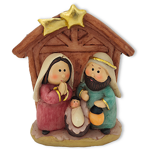 Sagrada Família 11,5cm Presepio Natal Poliresina Nascimento Jesus Estilo Ludico Decoracao Premium