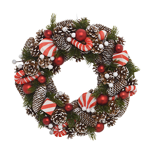 Guirlanda Decorada Bengala Doces Pinhas Enfeite Natal Porta Decoracao Natalina Premium