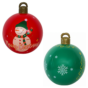 Bola Enfeite de Natal 48cm Vinil Inflável Estampas Decoracao Natalina Premium