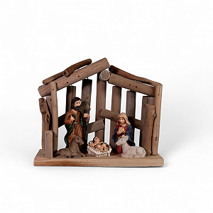 Presépio de Natal Poliresina 5 Figuras 14cm Decoracao Enfeite Premium