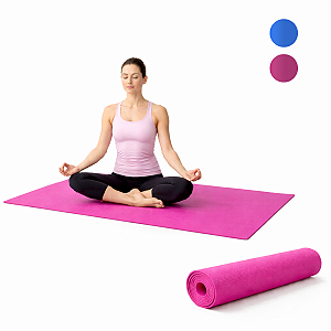 Tapete de Yoga Colchonete Pilates Fitness 173x61cm  Alongamento  Academia Exercício