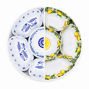 Petisqueira Giratória Melamina Premium 38 x 8cm Estampada 7 Peças Mesa Posta Servir