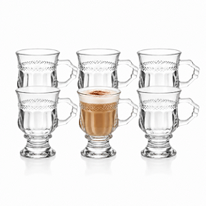 Jogo 6 Taça Capuccino Xícara Alta Caneca 145ml Ø 6,5x9cm Vidro Transparente Elegante