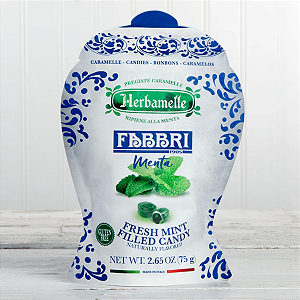 Bala de Menta Herbamelle Fabbri 1905 Pacote 75g  Importada Itália Recheada Refrescante