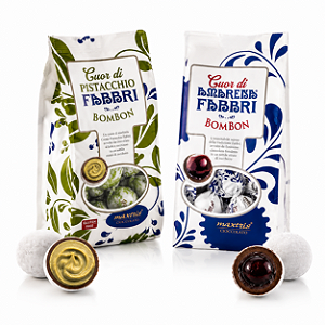 Bombom de Chocolate Recheado Fabbri 120g Sabores Amarena Pistache Qualidade Italiana