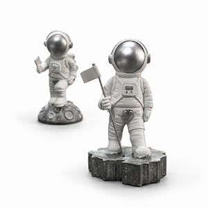 Escultura Decorativa Astronauta 13cm Resina Miniatura Boneco Enfeite Geek Espaço