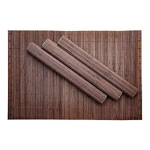 Jogo Americano Bambu Marrom Escuro 4 Lugares 45 x30 cm Mimo Style Mesa Posta Chique