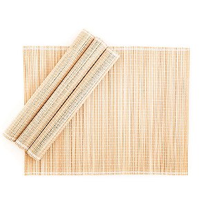 Jogo Americano em Bambu 30 x 40 cm Natural 04 Lugares Servico de Jantar Cozinha Mesa Posta