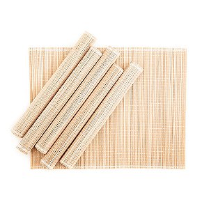 Jogo Americano em Bambu 30 x 40 cm Natural 06 Lugares Servico de Jantar Cozinha Mesa Posta