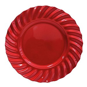 Sousplat Redondo Waves Vermelho em Polipropileno 33 cm Mesa Posta Chique