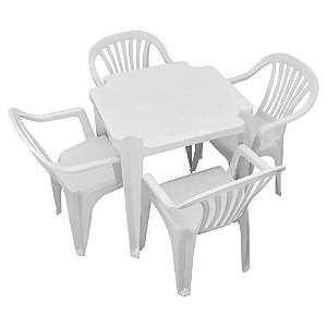 Conjunto de Mesa Plástica 70x70 com 04 Cadeiras com ou sem Braço Tropical