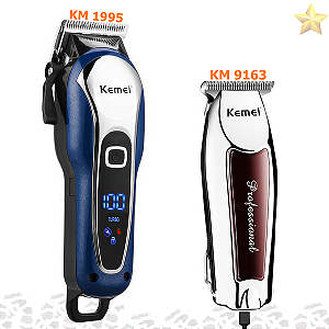 Kit Profssional Kemei Barbeiro Km-1995 Azul+ Km-9163 Detalhe