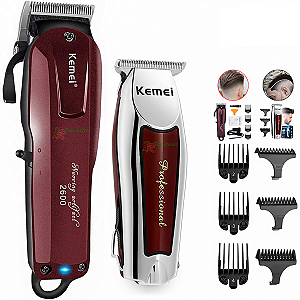 Combo Maquina Corte Profissional Kemei 2600 +acabamento 9163