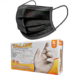 MASCARA DESCARTAVEL PRETA +  LUVA TALGE G