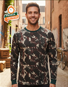 Camiseta Camuflada Padrão Exército - Manga Longa - Dry fit