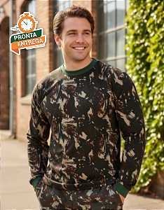 Camiseta Manga Longa Exército - 100% Algodão