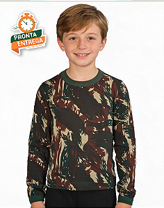 Camiseta Camuflada Manga Longa - Infantil De 2 Até 14 Anos