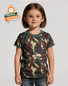 Camiseta Camuflada Baby Look Infantil - De 2 Até 14 Anos