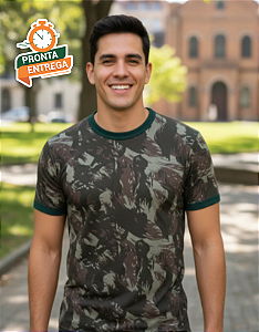 Camiseta Camuflada Cinza Urbano - 100% Algodão
