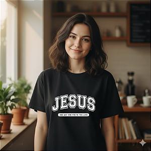 Camiseta Personalizada Jesus 100% Algodão Estilo College