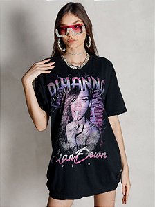 Camiseta Boyfriend Rihanna Preto