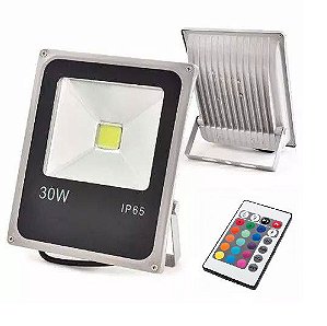 Refletor Holofote LED 30w RGB Colorido c/ Controle