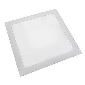 Luminária Plafon 40x40 36W LED Embutir Branco Frio 6000k Borda Branca