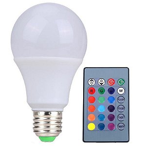 Lâmpada LED Bulbo 5W RGB Com Controle