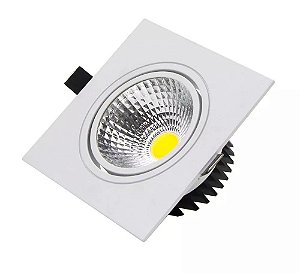 Spot LED COB 7W Quadrado Embutir Direcionável Branco Frio 6000k