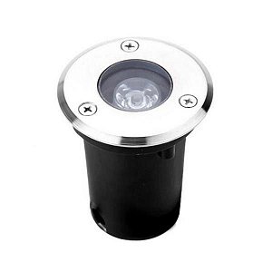 Balizador Led de Chão 1W Redondo Blindado Branco Quente 3000K