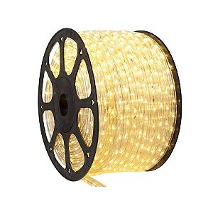 Mangueira Led Natal Decoração Rolo 100m Branco Quente com 5 Rabichos