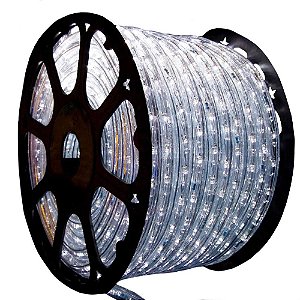 Mangueira Led Natal Decoração Rolo 100m Branco Frio com 5 Rabichos