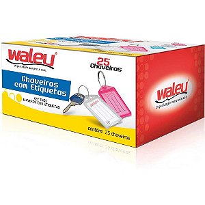 Chaveiro Organizador PLAST Etiquetas Cores Waleu 25UN