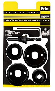 Jogo Serra Copo Madeira Gesso PVC 6 Peças EDA 9JN