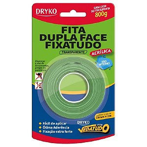 Fita Dupla Face Fixatudo Transparente 19MMX2MT DRYKO