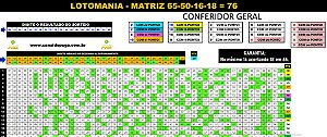 Planilha Lotomania - Esquema com 65 Dezenas Combinadas