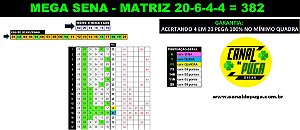 Planilha Mega Sena - Fechamento 20 Dezenas com Garantia de Quadra